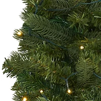 Nearly Natural Flat Back Wall Hanging Faux Foot Pre-Lit Christmas Tree