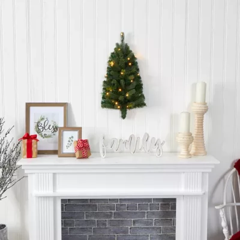 Nearly Natural Flat Back Wall Hanging Faux Foot Pre-Lit Christmas Tree