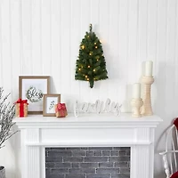 Nearly Natural Flat Back Wall Hanging Faux Foot Pre-Lit Christmas Tree