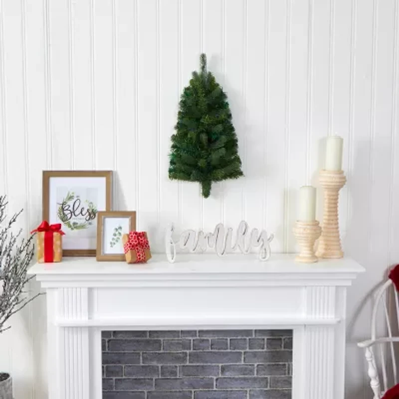 Nearly Natural Flat Back Wall Hanging Faux Foot Pre-Lit Christmas Tree