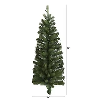 Nearly Natural Flat Back Wall Hanging Faux 3 Foot Pre-Lit Christmas Tree