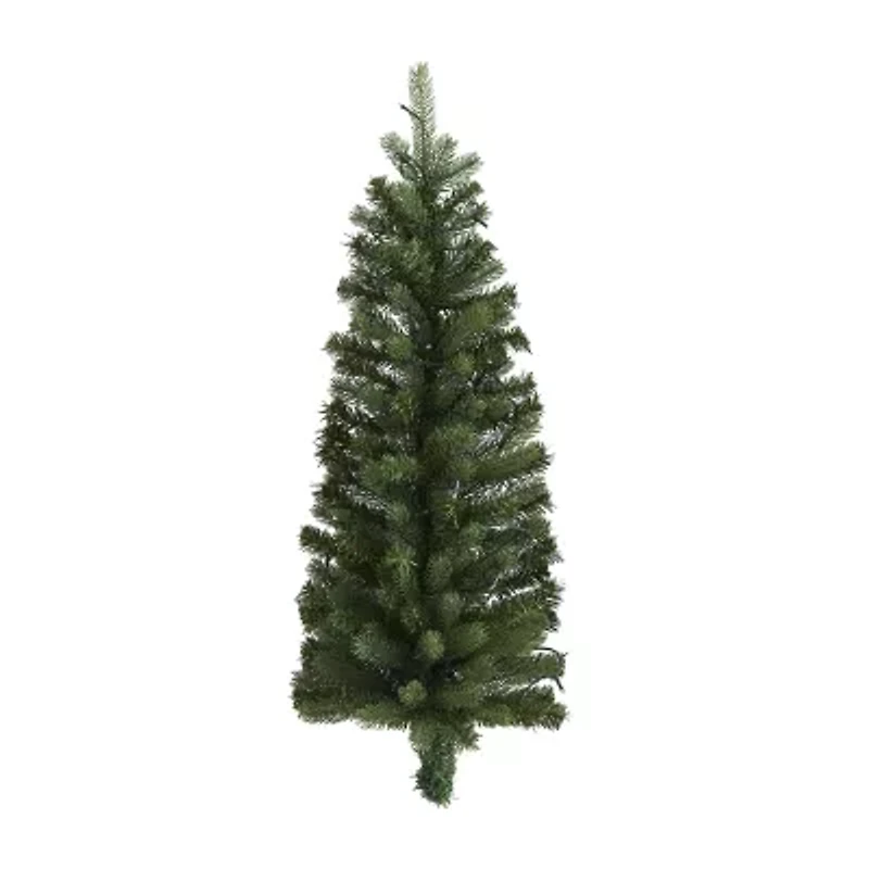 Nearly Natural Flat Back Wall Hanging Faux 3 Foot Pre-Lit Christmas Tree