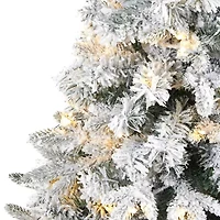 Nearly Natural Flocked Mixed 4 Foot Pre-Lit Pine Christmas Tree