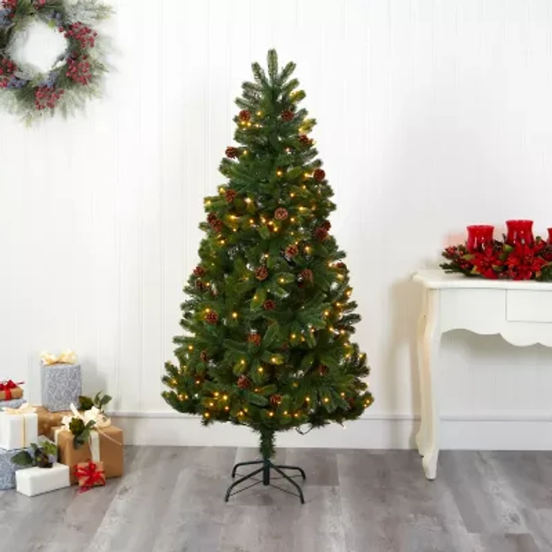 Nearly Natural Rocky Mountain Faux 6 Foot Pre-Lit Spruce Christmas Tree