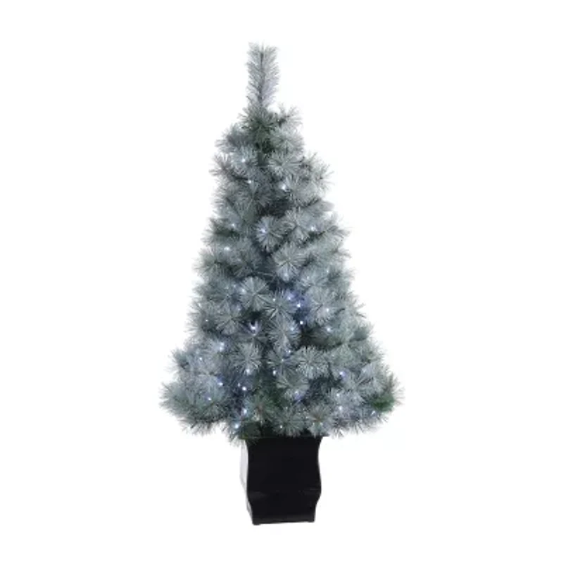 Nearly Natural Snowy Faux 4 Foot Pre-Lit Pine Christmas Tree