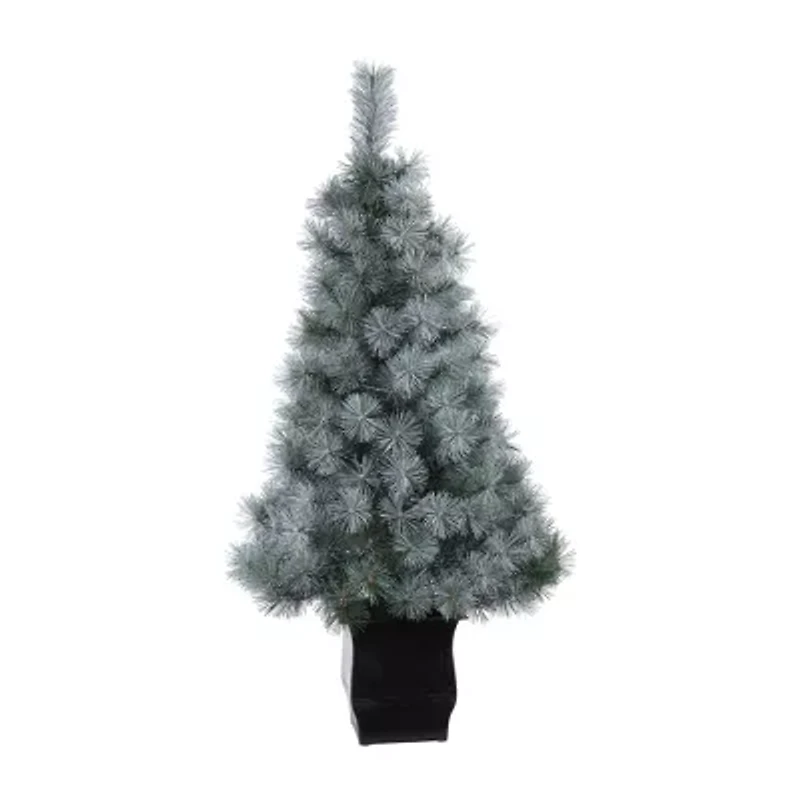 Nearly Natural Snowy Faux 4 Foot Pre-Lit Pine Christmas Tree