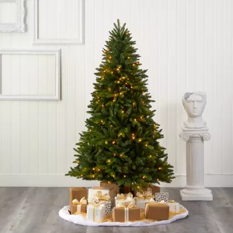 Nearly Natural Sun Valley 6 Foot Pre-Lit Fir Christmas Tree
