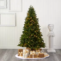 Nearly Natural Sun Valley 6 Foot Pre-Lit Fir Christmas Tree