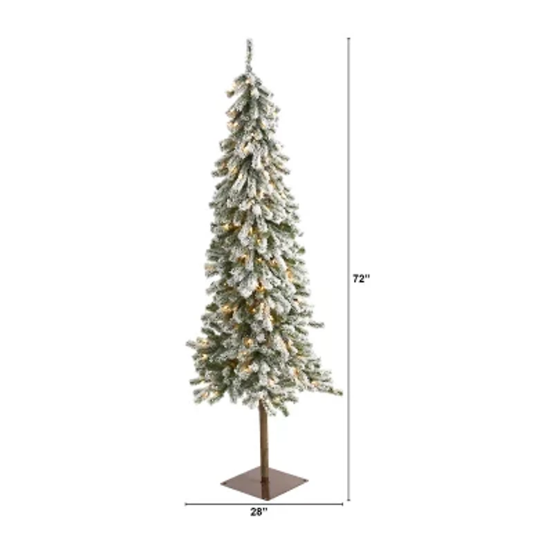 Nearly Natural Flocked 6 Foot Pre-Lit Christmas Tree