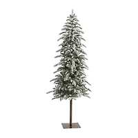 Nearly Natural Flocked 6 1/2 Foot Pre-Lit Christmas Tree