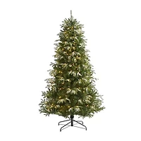 Nearly Natural Snowed 7 Foot Pre-Lit Christmas Tree
