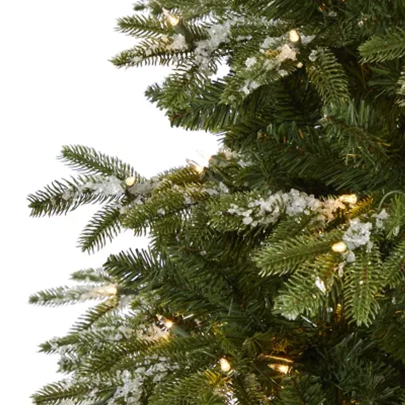 Nearly Natural Snowed 7 Foot Pre-Lit Christmas Tree