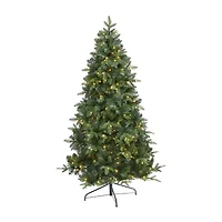 Nearly Natural Flat Back 6 Foot Pre-Lit Spruce Christmas Tree