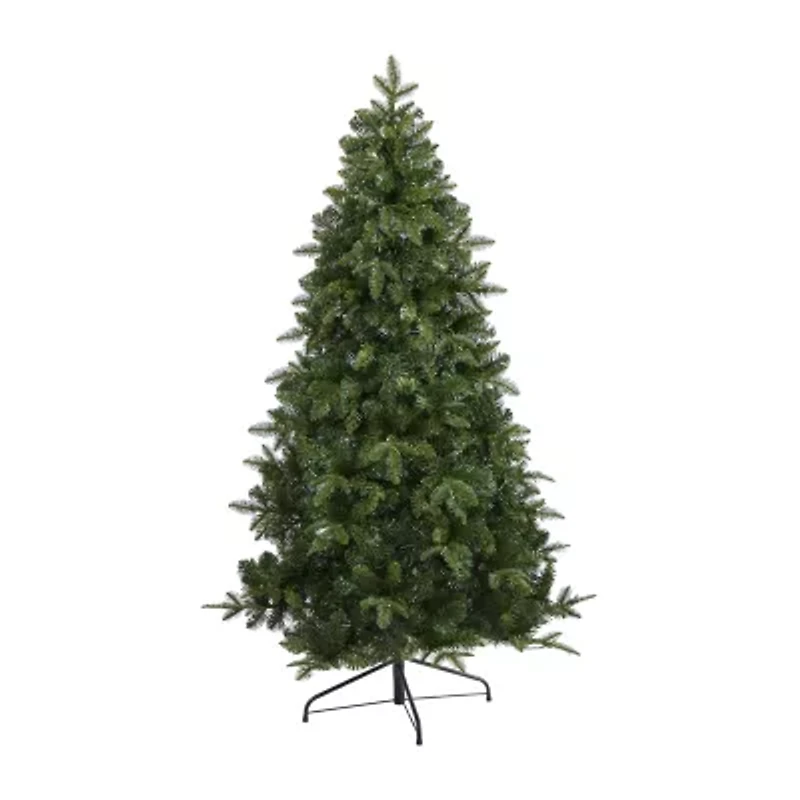 Nearly Natural Flat Back 6 Foot Pre-Lit Spruce Christmas Tree