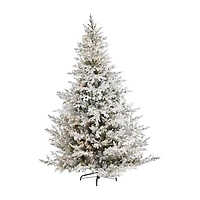 Nearly Natural Flocked Fraser Faux 8 Foot Pre-Lit Fir Christmas Tree