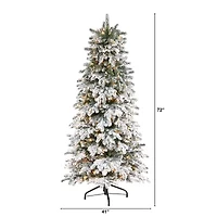 Nearly Natural Flocked 6 Foot Pre-Lit Fir Christmas Tree