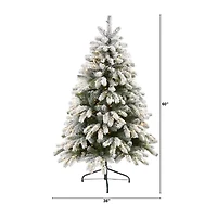 Nearly Natural Flocked Faux Foot Pre-Lit Spruce Christmas Tree