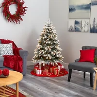 Nearly Natural Flocked Faux Foot Pre-Lit Spruce Christmas Tree