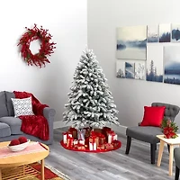 Nearly Natural Flocked Faux 6 Foot Pre-Lit Spruce Christmas Tree