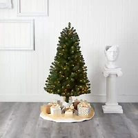 Nearly Natural 5 Foot Pre-Lit Fir Christmas Tree
