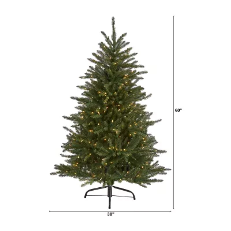 Nearly Natural 5 Foot Pre-Lit Fir Christmas Tree
