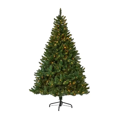 Nearly Natural Northern Rocky Faux 7 Foot Pre-Lit Spruce Christmas Tree