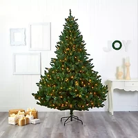 Nearly Natural 8 Foot Pre-Lit Spruce Christmas Tree