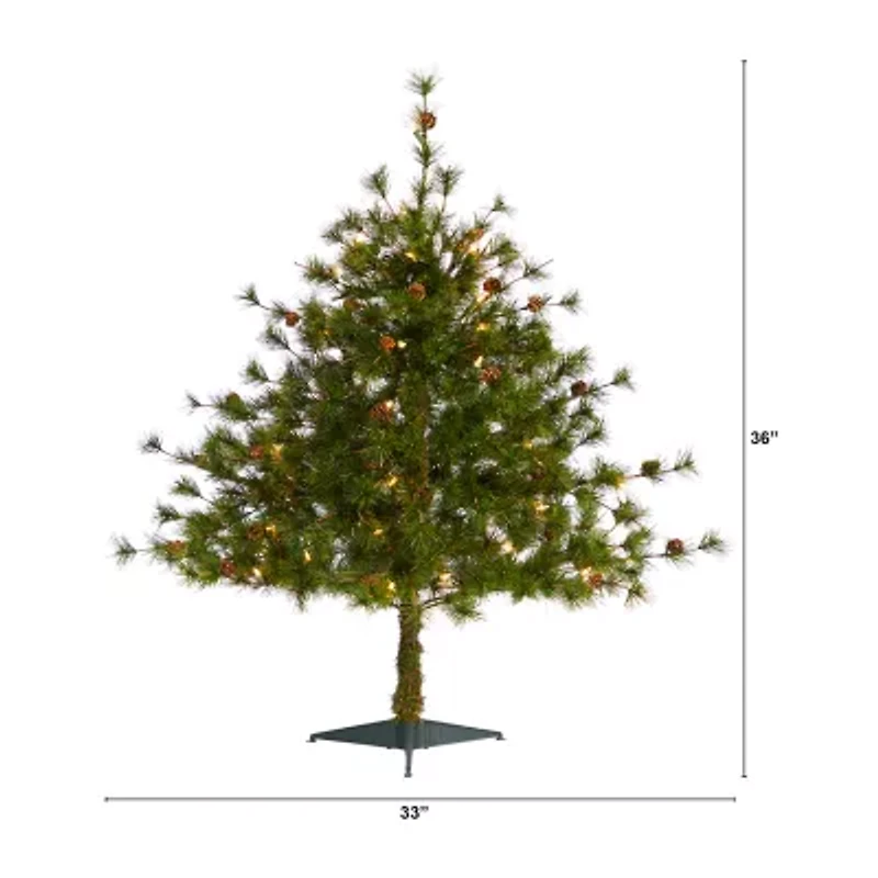 Nearly Natural Colorado Mountain Faux 3 Foot Pre-Lit Pine Christmas Tree