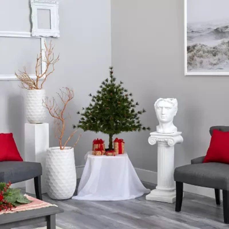 Nearly Natural Colorado Mountain Faux 3 Foot Pre-Lit Pine Christmas Tree