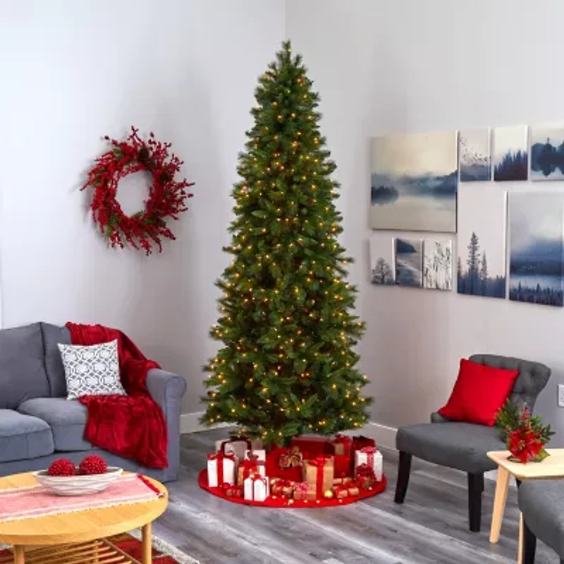 Nearly Natural Slim 9 Foot Pre-Lit Pine Christmas Tree