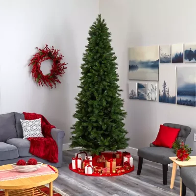 Nearly Natural Slim 9 Foot Pre-Lit Pine Christmas Tree