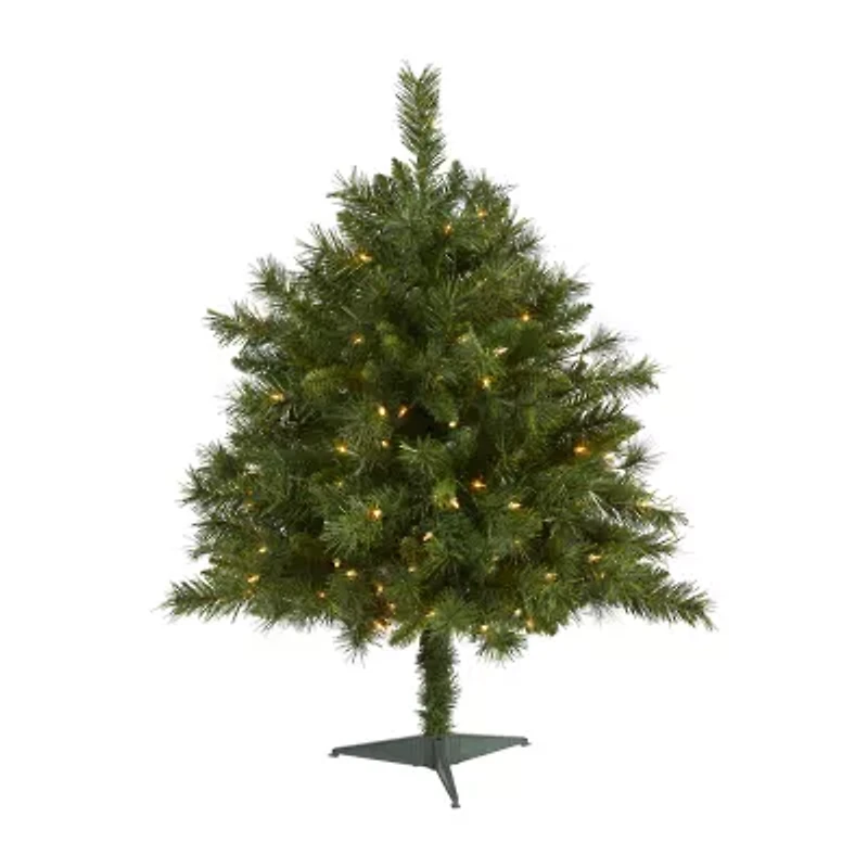 Nearly Natural Mixed 3 Foot Pre-Lit Pine Christmas Tree