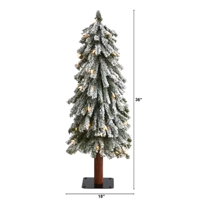 Nearly Natural Flocked 3 Foot Pre-Lit Christmas Tree