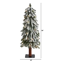 Nearly Natural Flocked 3 Foot Pre-Lit Christmas Tree