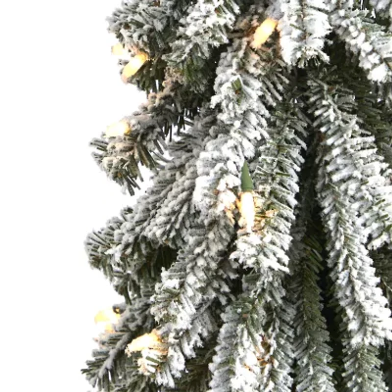 Nearly Natural Flocked 3 Foot Pre-Lit Christmas Tree