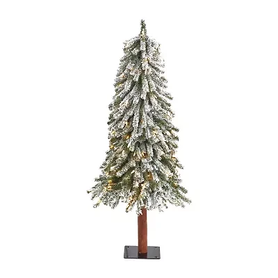 Nearly Natural Flocked 4 Foot Pre-Lit Christmas Tree