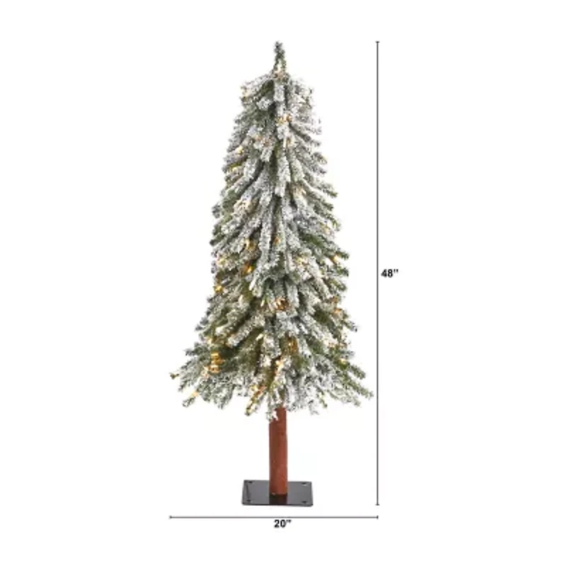 Nearly Natural Flocked Foot Pre-Lit Christmas Tree