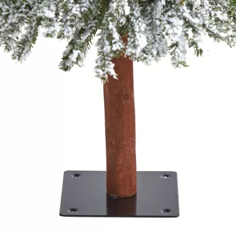 Nearly Natural Flocked Foot Pre-Lit Christmas Tree