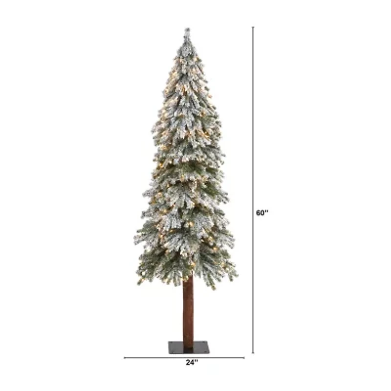Nearly Natural Flocked Grand Faux Foot Pre-Lit Christmas Tree