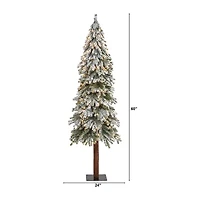 Nearly Natural Flocked Grand Faux Foot Pre-Lit Christmas Tree