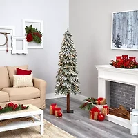 Nearly Natural Flocked Grand Faux Foot Pre-Lit Christmas Tree