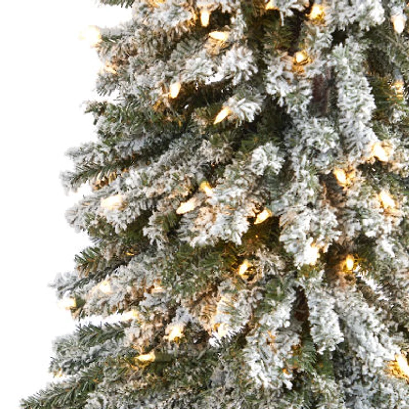 Nearly Natural Flocked Grand Faux 7 Foot Pre-Lit Christmas Tree