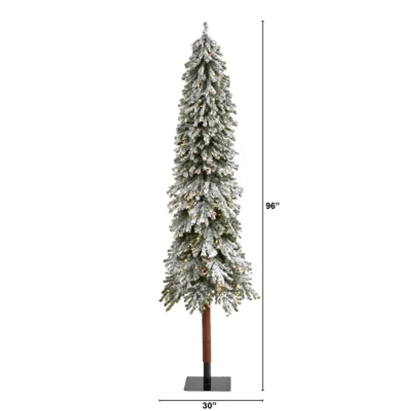 Nearly Natural Flocked Grand Faux 8 Foot Pre-Lit Christmas Tree