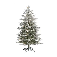 Nearly Natural Flocked 4 1/2 Foot Pre-Lit Spruce Christmas Tree