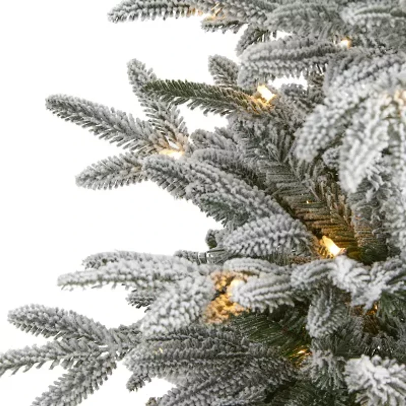 Nearly Natural Flocked 4 1/2 Foot Pre-Lit Spruce Christmas Tree