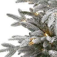Nearly Natural Flocked 4 1/2 Foot Pre-Lit Spruce Christmas Tree