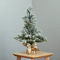 Nearly Natural Flocked Faux With Cones 2 Foot Christmas Tree