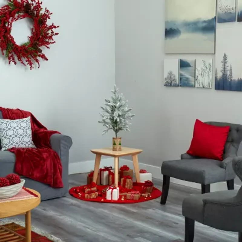 Nearly Natural Flocked In Planter 2 Foot Christmas Tree