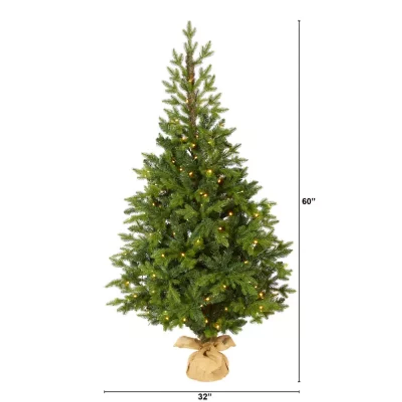 Nearly Natural Fraser 5 Foot Pre-Lit Fir Christmas Tree