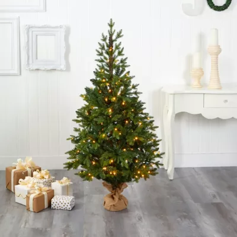 Nearly Natural Fraser 5 Foot Pre-Lit Fir Christmas Tree